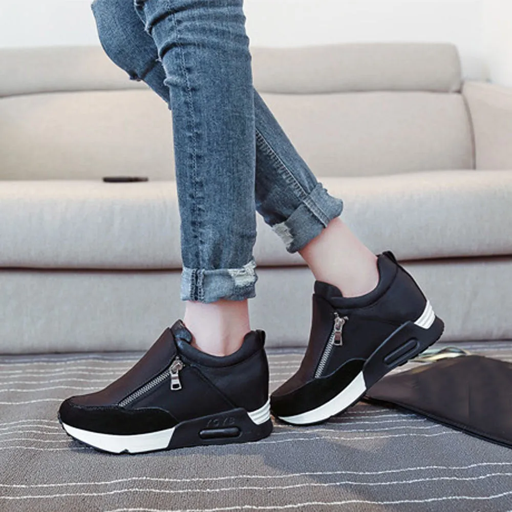 2018 Running Hiking Thick Bottom Platform Wedges Shoes Woman sports Sneakers Spring Autumn Fashion Ladies black students shoes