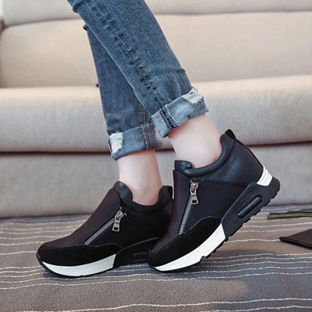 2018 Running Hiking Thick Bottom Platform Wedges Shoes Woman sports Sneakers Spring Autumn Fashion Ladies black students shoes