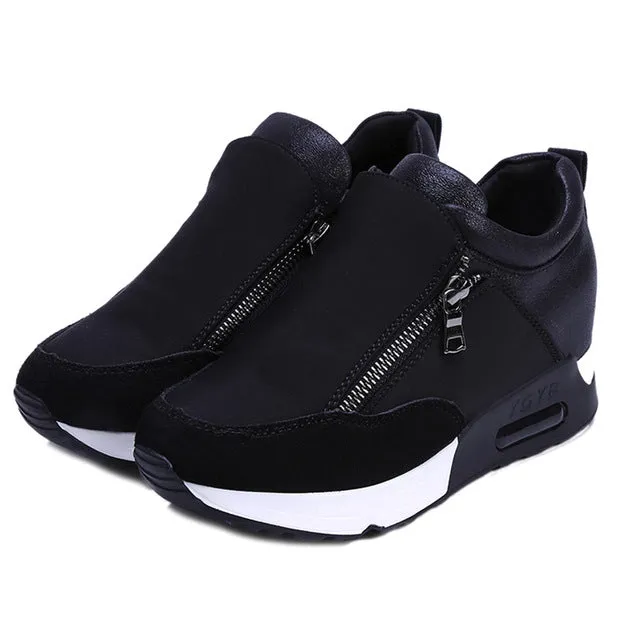 2018 Running Hiking Thick Bottom Platform Wedges Shoes Woman sports Sneakers Spring Autumn Fashion Ladies black students shoes