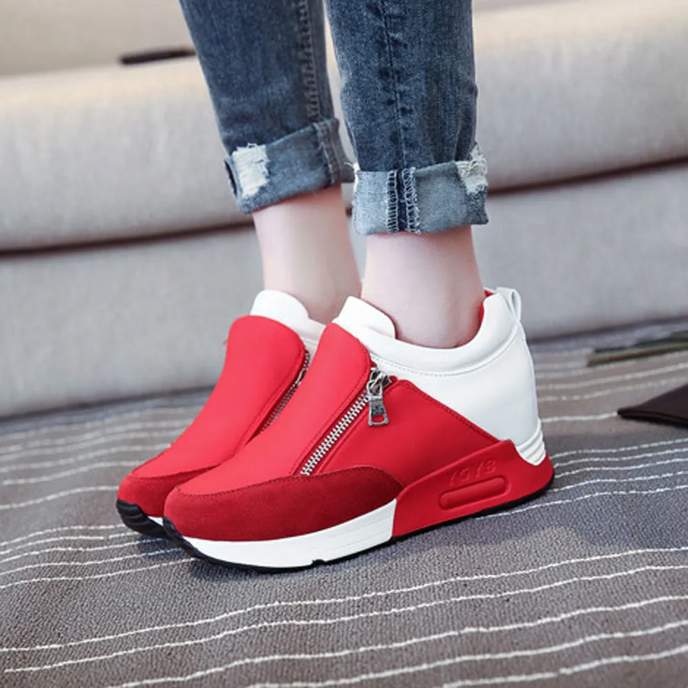 2018 Running Hiking Thick Bottom Platform Wedges Shoes Woman sports Sneakers Spring Autumn Fashion Ladies black students shoes