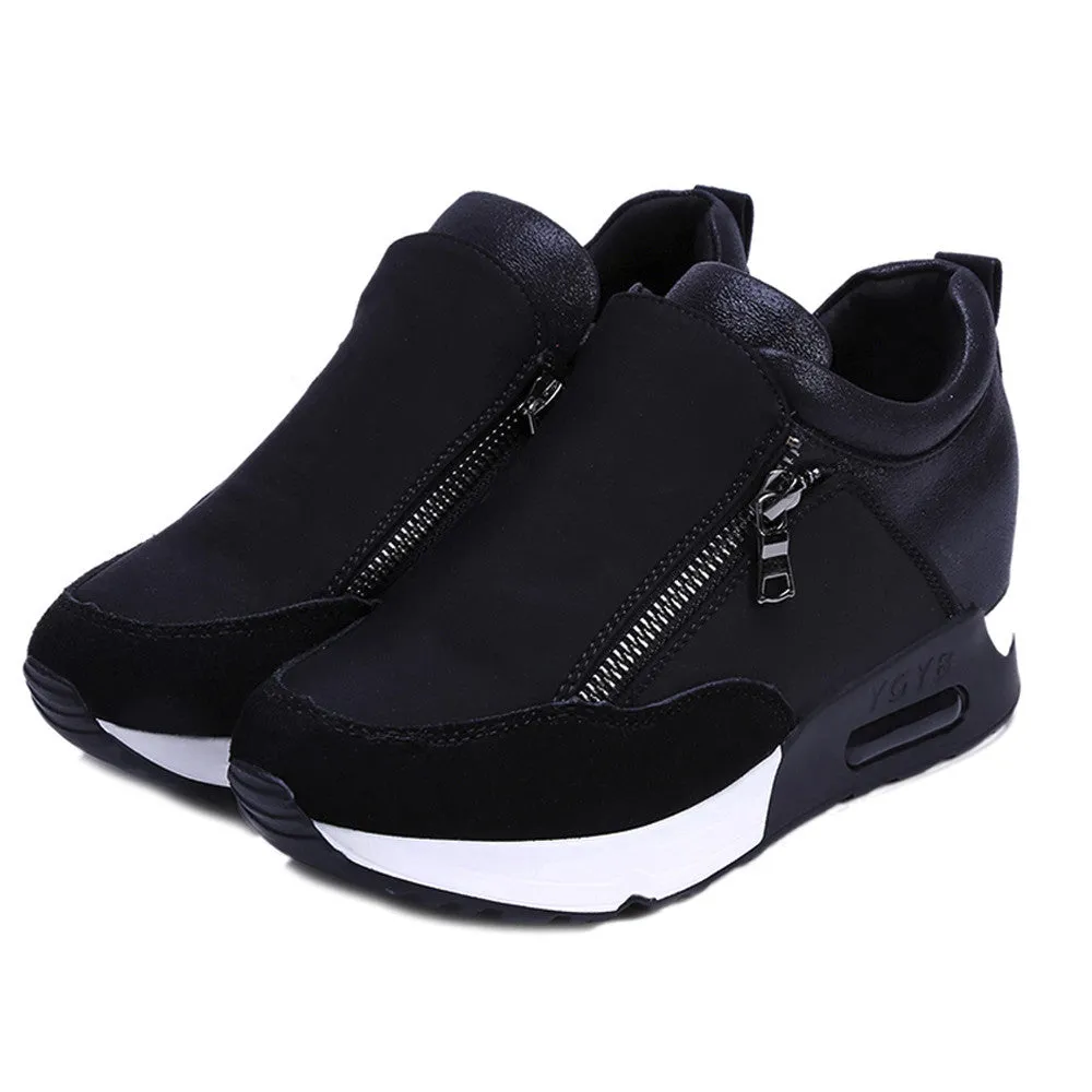2018 Running Hiking Thick Bottom Platform Wedges Shoes Woman sports Sneakers Spring Autumn Fashion Ladies black students shoes