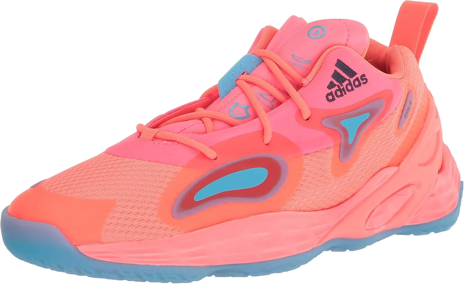 adidas Unisex Exhibit A Basketball Shoe, Acid Red/Sky Rush/Shadow Navy, 7.5 US Men