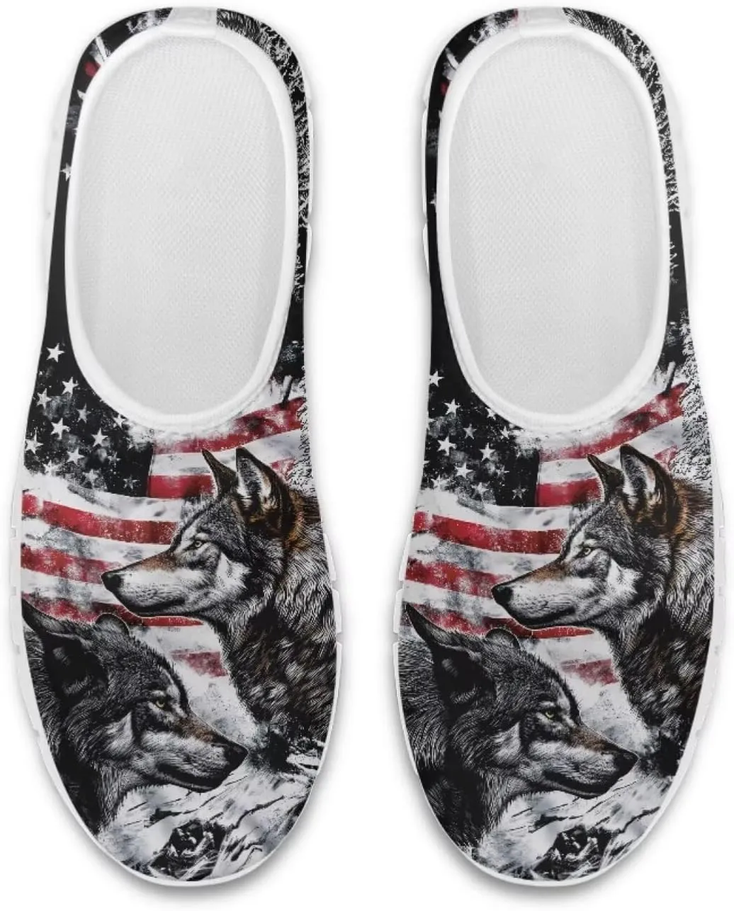 American Flag Women's Leisure Shoes Low Top Loafer Flat Soft Wide Toe Walking Outdoor Sneakers