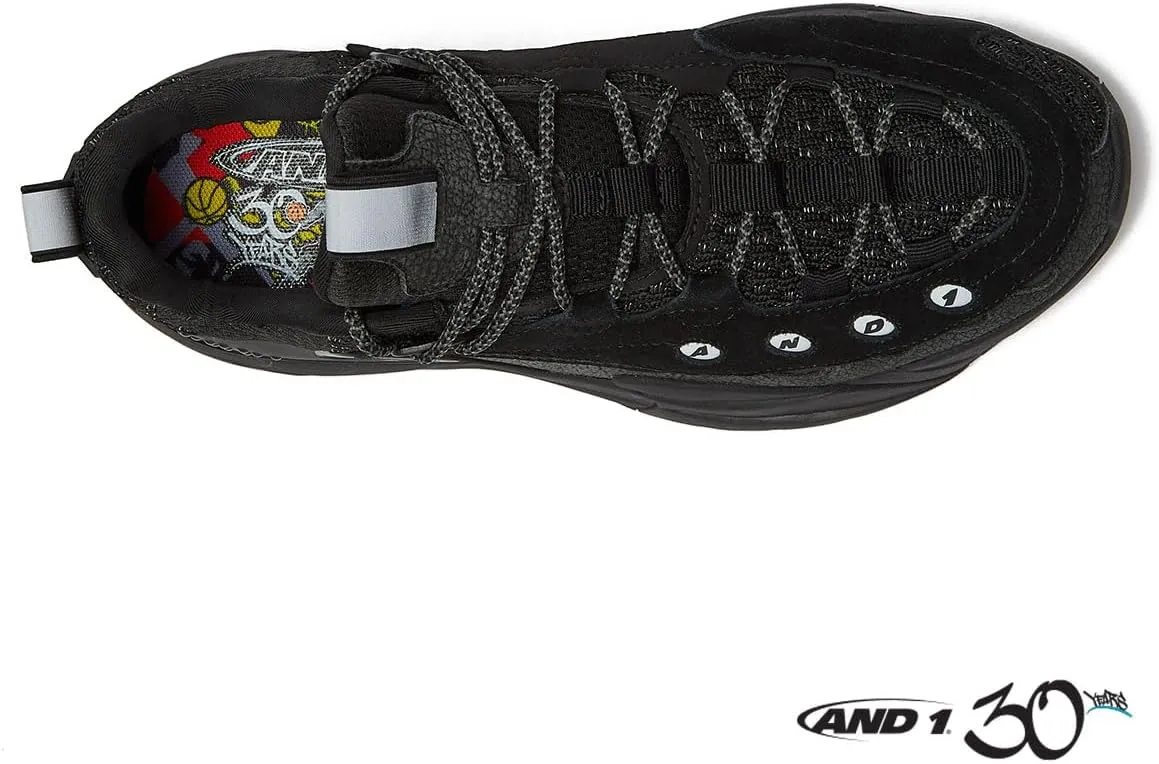 AND1 Marauder Men??s Basketball Shoes, Casual Low Top Basketball Sneakers, Sizes 7 to 15, Black, White, Red and Grey