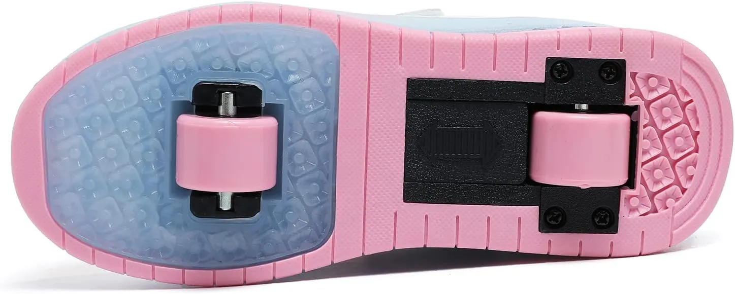 BFOEL Rechargeable Roller Shoes for Boys Girls Age 6-14 with LED Light-Up Kids Sneakers for Outdoor Play, Birthday