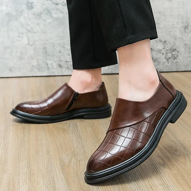 Black Leather Low-Top Slip-On Dress Shoes for Men, Classic Business Formal Shoes, Comfortable Soft Men's Loafers for Office and Casual Wear
