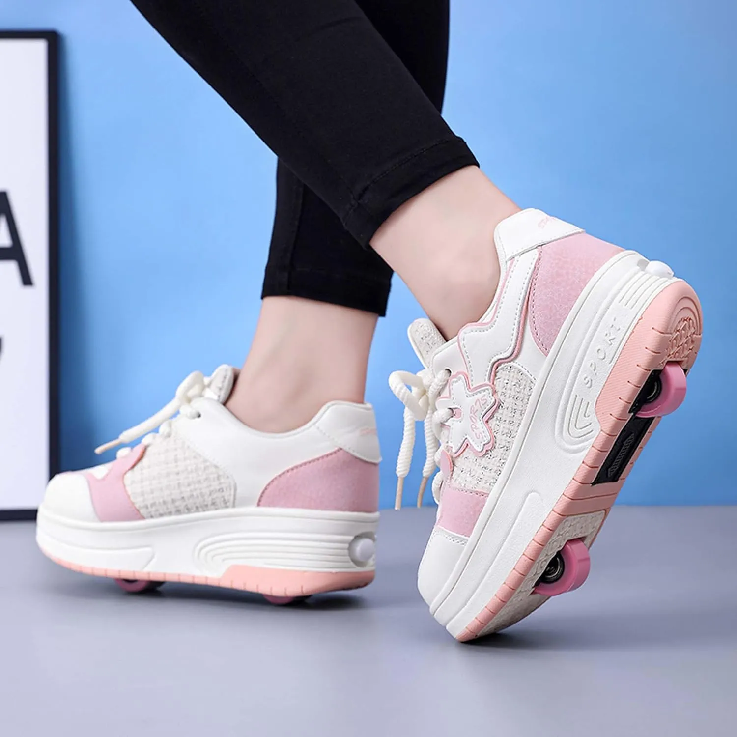 Children's Roller Skates Boys Girls Roller Shoes Sneakers Fashion Two Wheel Outdoor Walking Shoes Boys Girls Beginner Gift