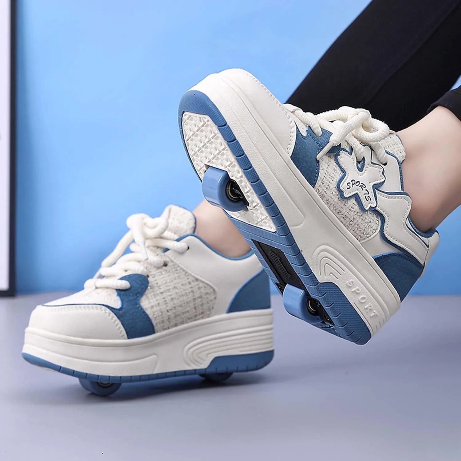 Children's Roller Skates Boys Girls Roller Shoes Sneakers Fashion Two Wheel Outdoor Walking Shoes Boys Girls Beginner Gift