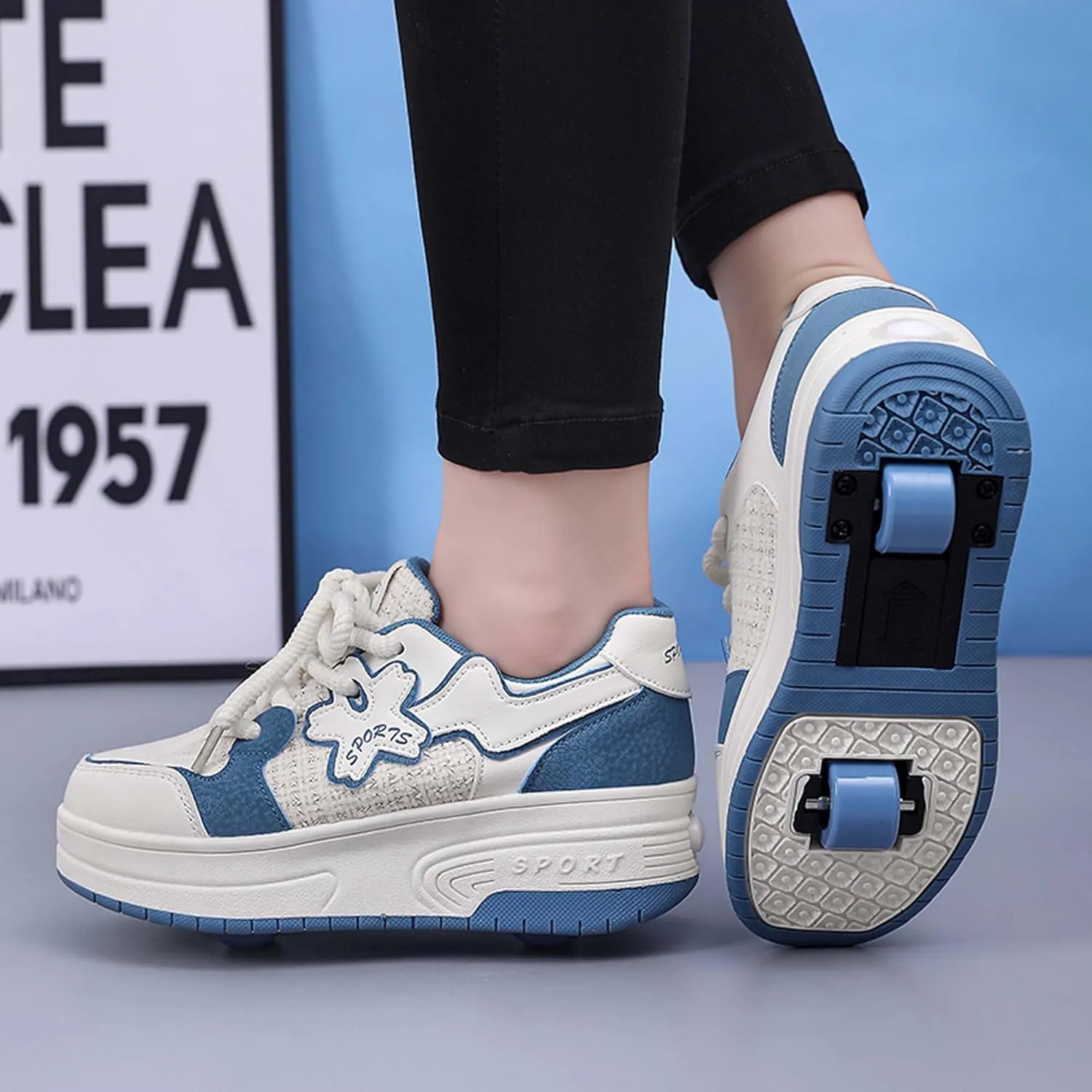 Children's Roller Skates Boys Girls Roller Shoes Sneakers Fashion Two Wheel Outdoor Walking Shoes Boys Girls Beginner Gift