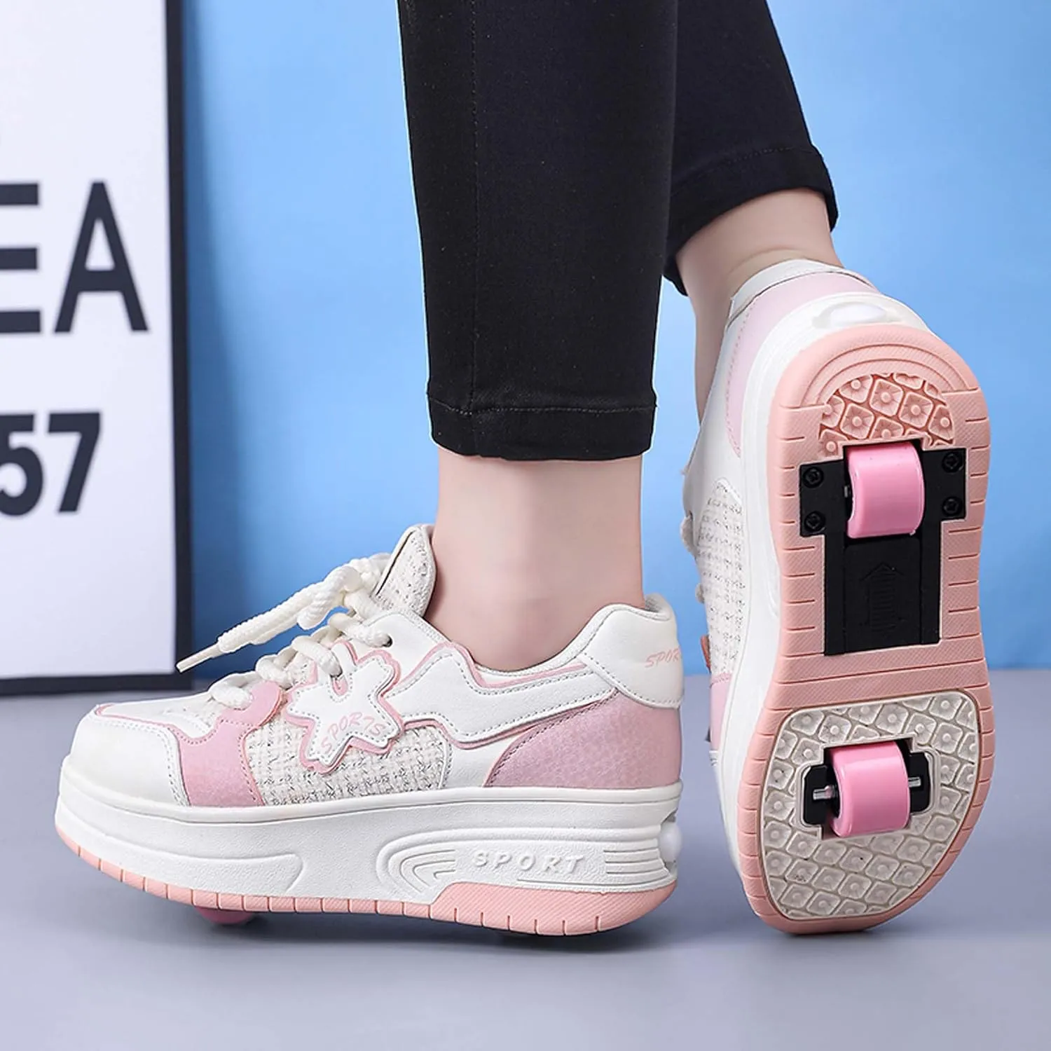 Children's Roller Skates Boys Girls Roller Shoes Sneakers Fashion Two Wheel Outdoor Walking Shoes Boys Girls Beginner Gift