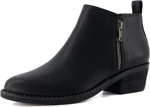 CUSHIONAIRE Taco Womens Ankle Bootie  Low Heel Ankle Boots for Women with Memory Foam Comfort, Side Zipper, and Wide Widths Available