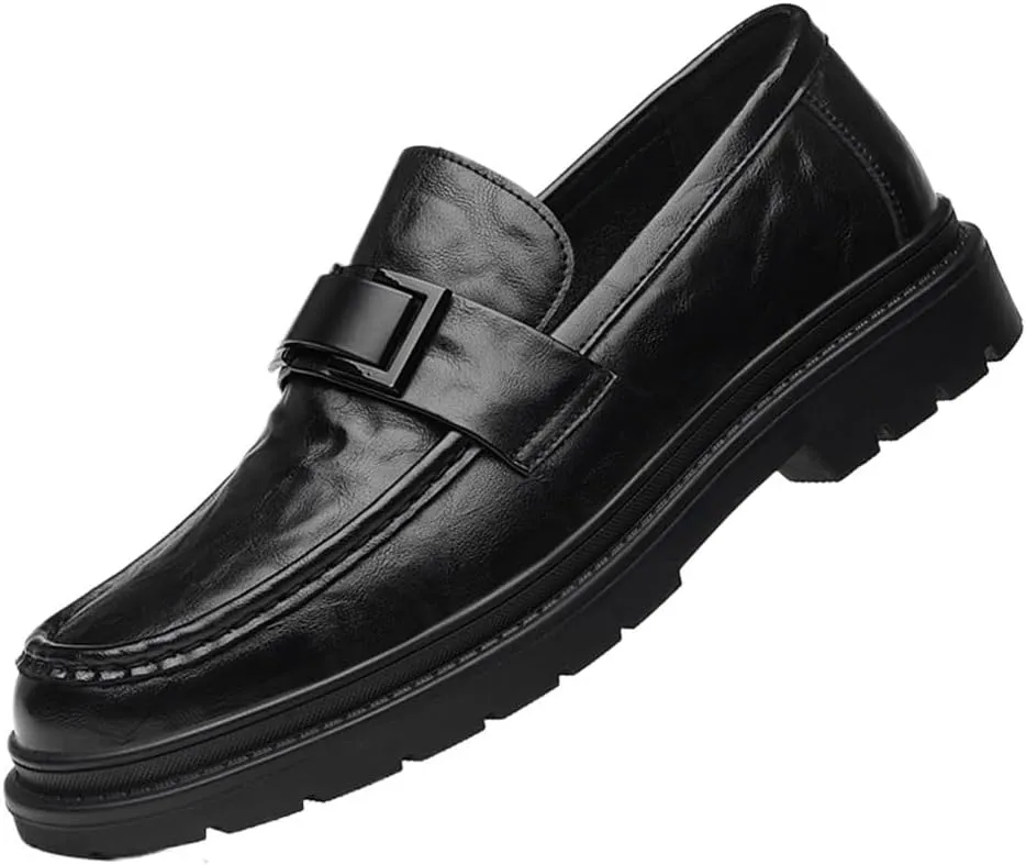 Dress Oxford Shoes for Men Men's Black Loafers, Slip-On Leather Shoes, Comfortable Business & Casual Work Shoes, Formal Dress Shoes with Leather Sole