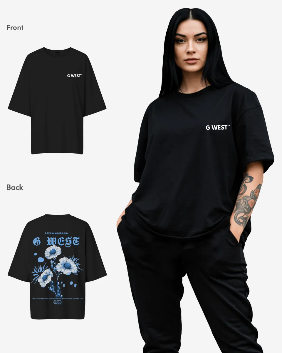 G West Oversized Blue Garden Tee - WOMEN