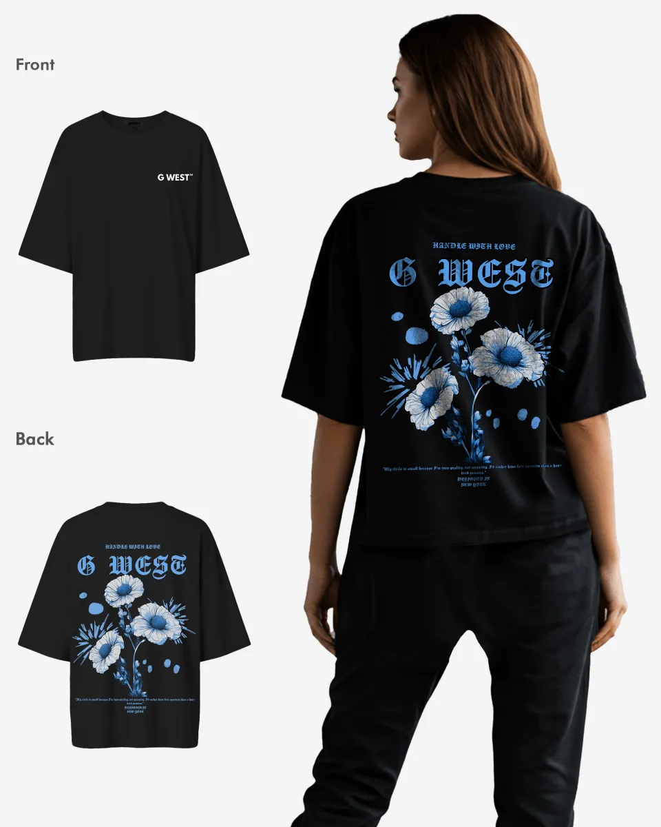 G West Oversized Blue Garden Tee - WOMEN