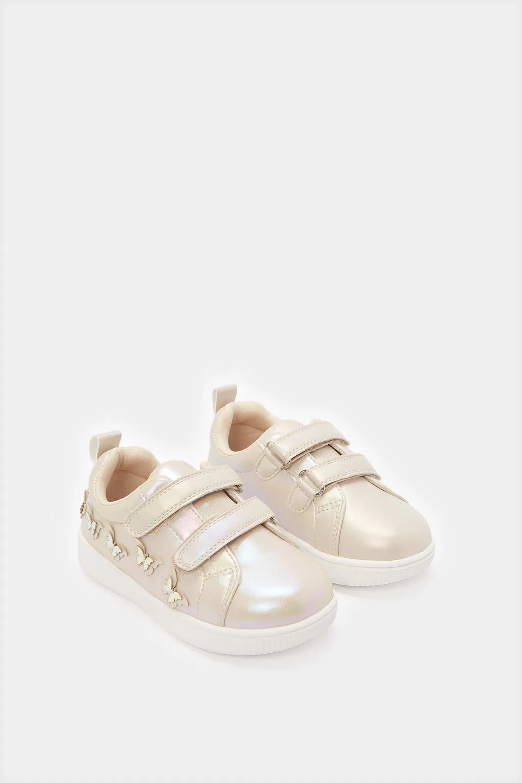 Infant Girls Gold Butterfly Embellished Sneakers