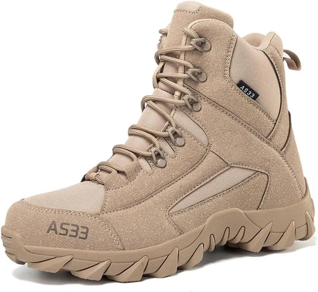 Kervaky Men's Tactical Boots - Military & Work - Durable & Lightweight - Beige