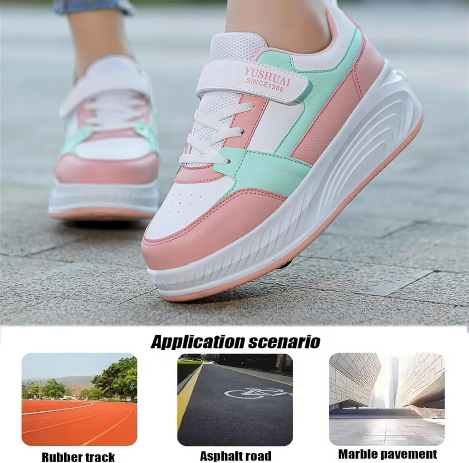 Kids Roller Shoes with 4 Wheels Skating Sneakers for Girls Boys Retractable Wheel Skateboarding Shoes for Beginners/Christmas Birthday Gift