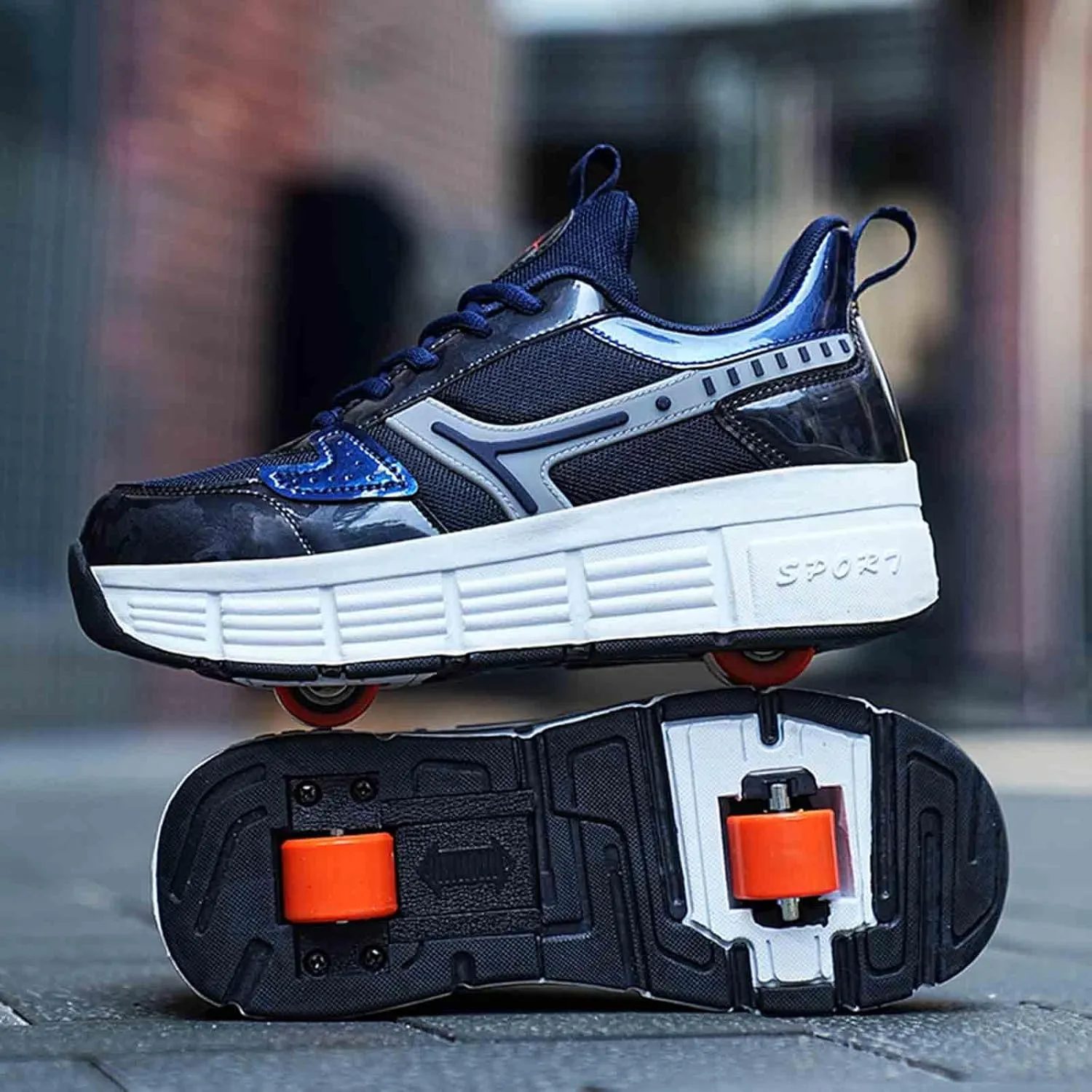 Kids Roller Skate Shoes with 2 Detachable Wheels, Sneakers for Boys Girls Birthday Thanksgiving Christmas Day