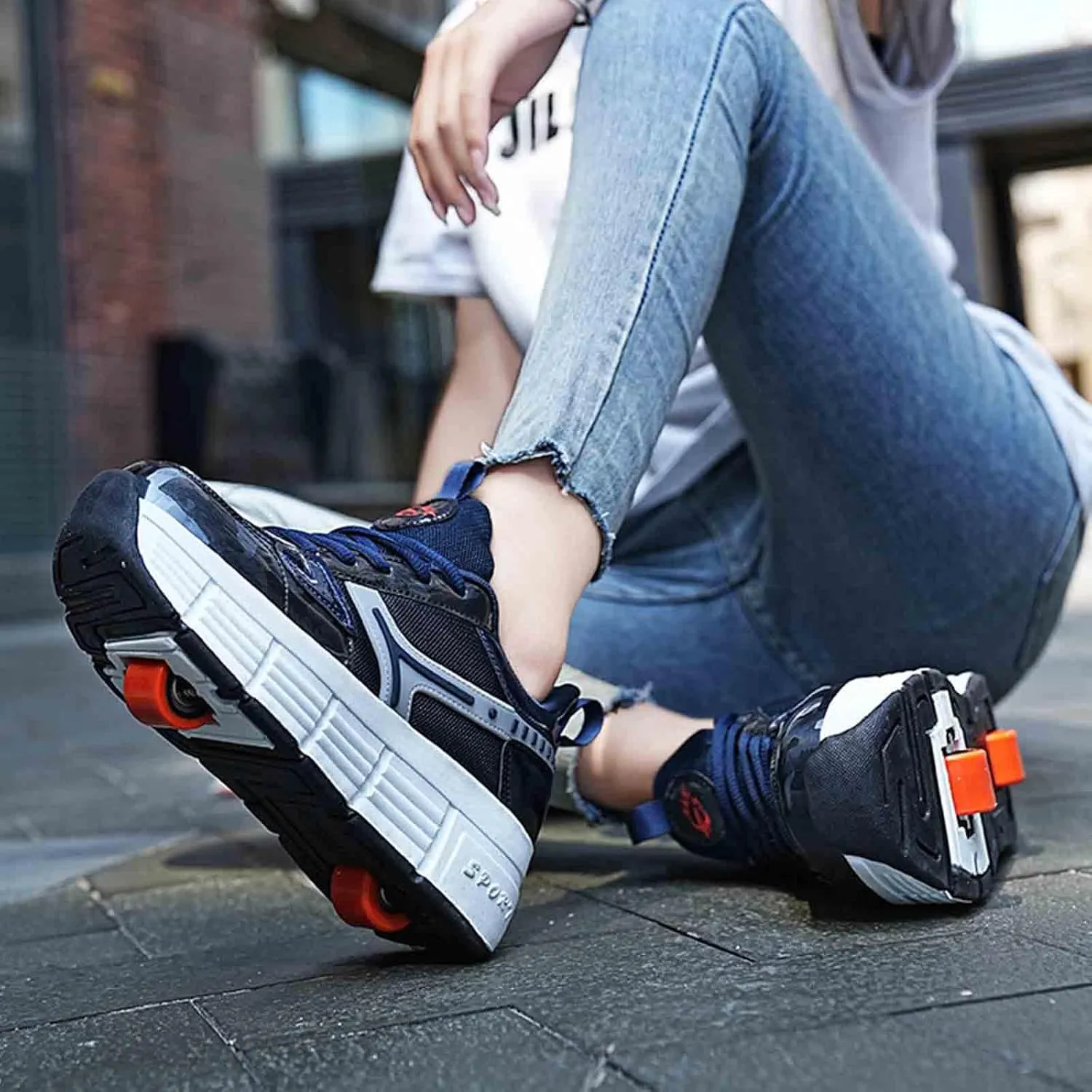 Kids Roller Skate Shoes with 2 Detachable Wheels, Sneakers for Boys Girls Birthday Thanksgiving Christmas Day