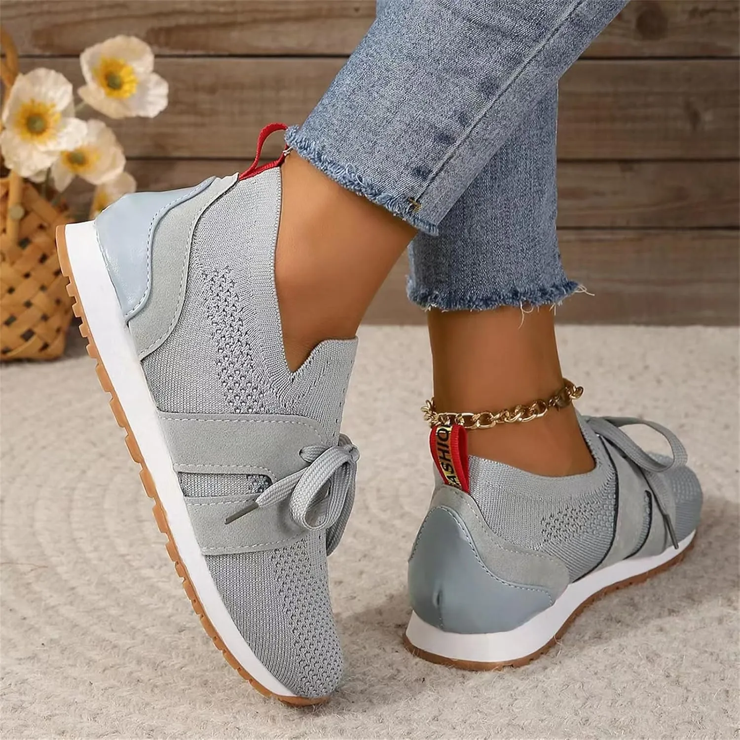 Lausiuoe Slip On Sneakers Women Arch Support Running Shoes Lightweight Tennis Gym Workout Shoes Breathable Walking Sneakers