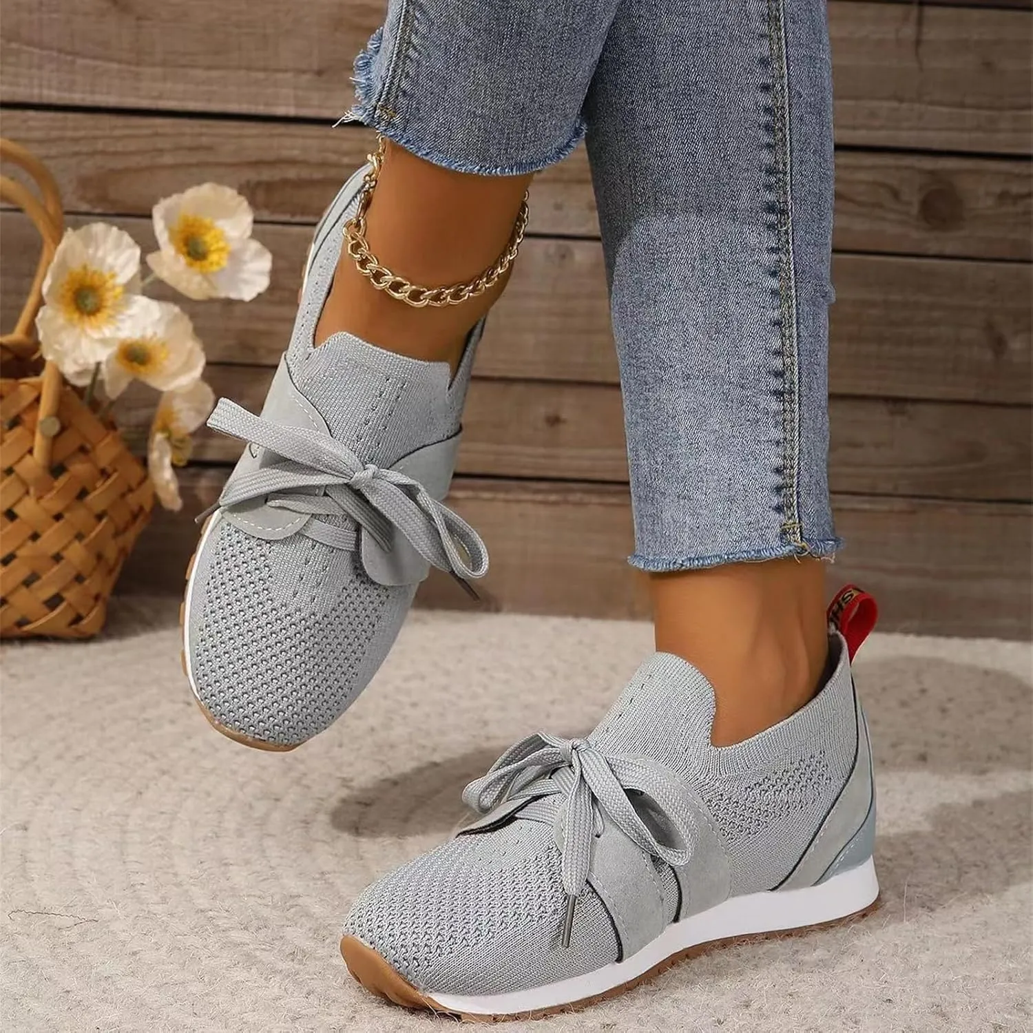 Lausiuoe Slip On Sneakers Women Arch Support Running Shoes Lightweight Tennis Gym Workout Shoes Breathable Walking Sneakers