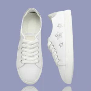 Lav-Ish White Casual Embroidered Sneakers