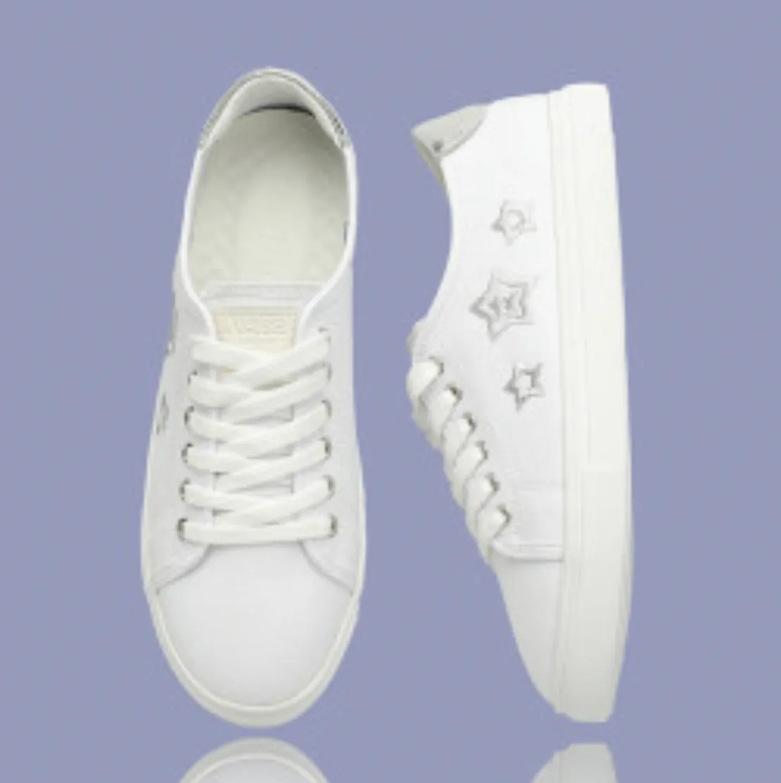 Lav-Ish White Casual Embroidered Sneakers