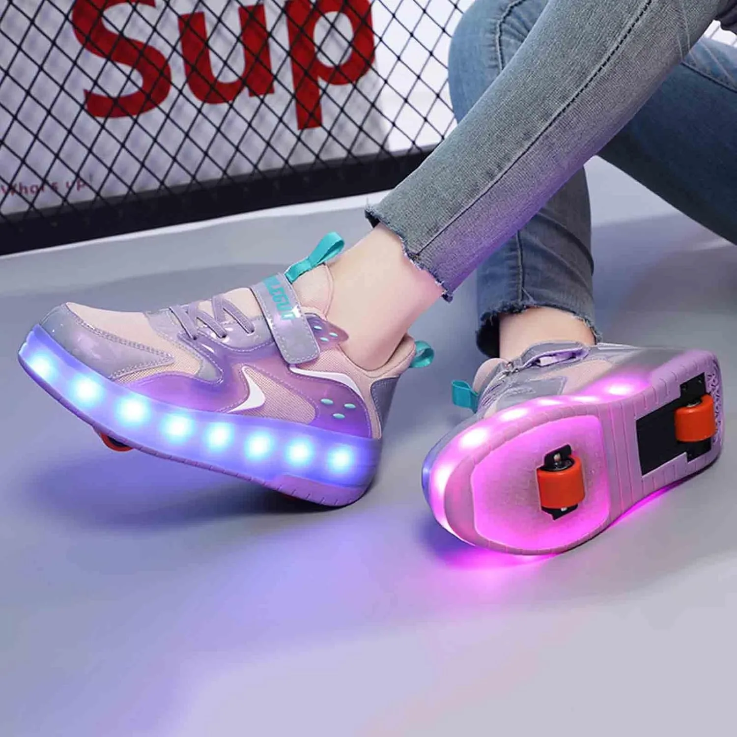 LED Light Up Kids Roller Skate Shoes with 2 Wheel, Sneakers for Boys Girls Birthday Thanksgiving Christmas Day