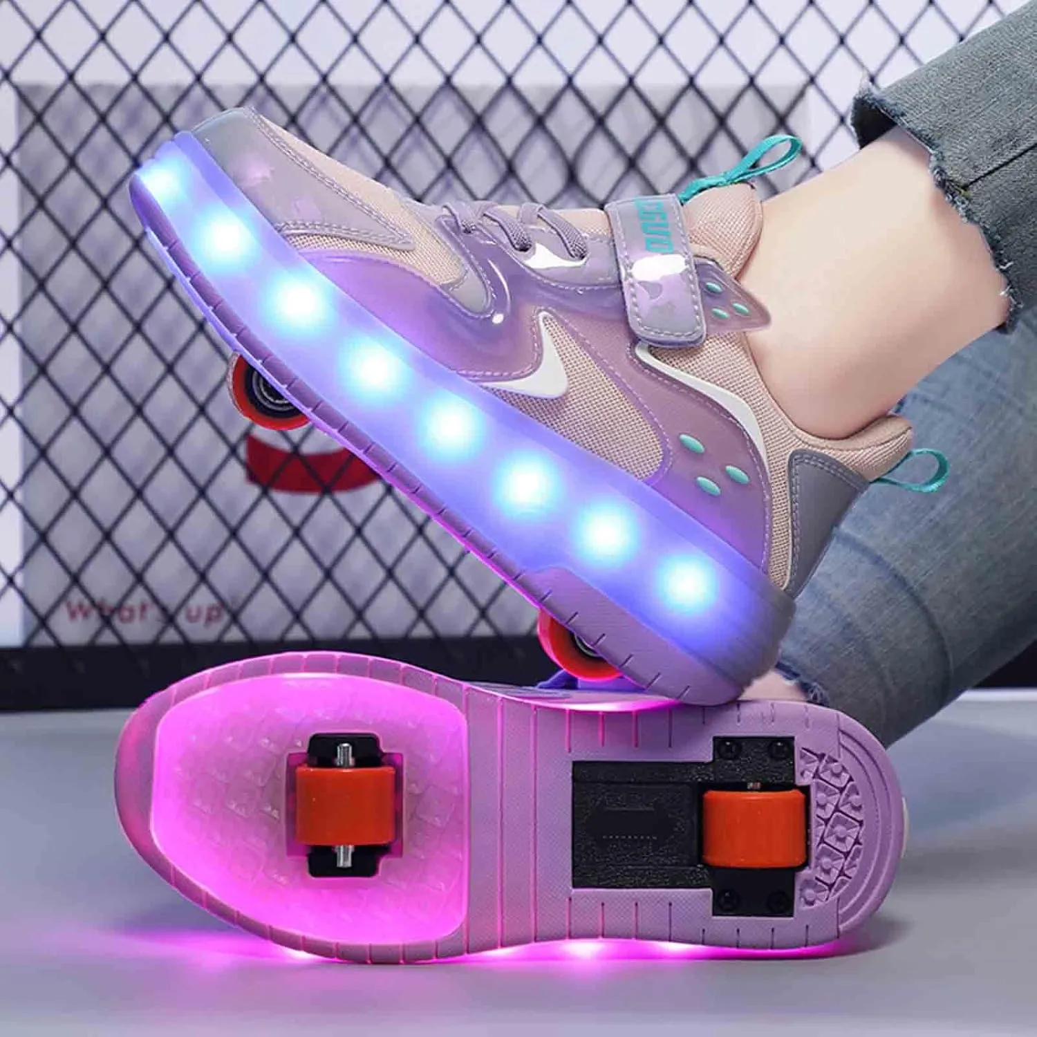 LED Light Up Kids Roller Skate Shoes with 2 Wheel, Sneakers for Boys Girls Birthday Thanksgiving Christmas Day