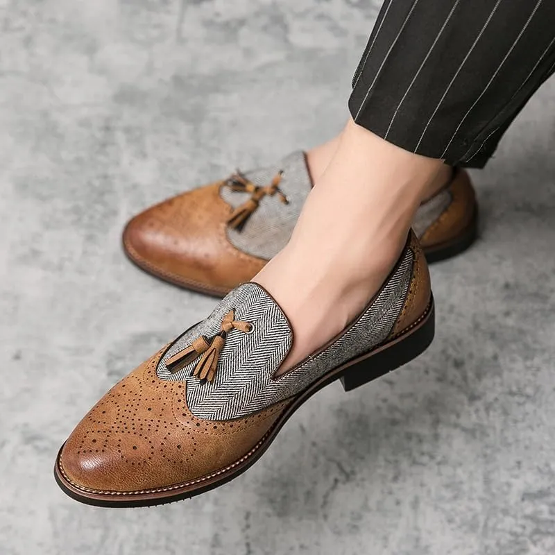 Men's Classic Slip-On Oxford Dress Shoes, Formal Business Wedding Party Loafers, Comfortable Office Suit Shoes, Driving Flats for Men