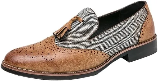 Men's Classic Slip-On Oxford Dress Shoes, Formal Business Wedding Party Loafers, Comfortable Office Suit Shoes, Driving Flats for Men