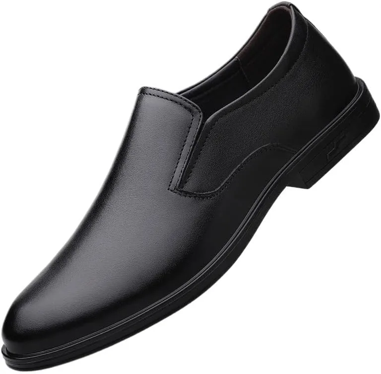 Men's Dress Loafers Slip-on Formal Shoes Comfortable Dress Shoes for Men Casual PU Leather Oxford Shoes Block Heel Resistant Non Slip
