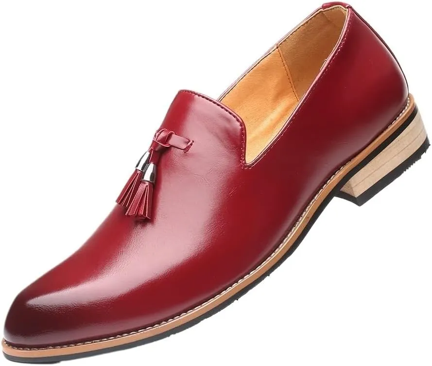 Men's Formal Shoes with Tassel, Fashion Business Casual Loafers, Oxford Slip-On Dress Shoes for Men, Non-Slip Party Walking Shoes