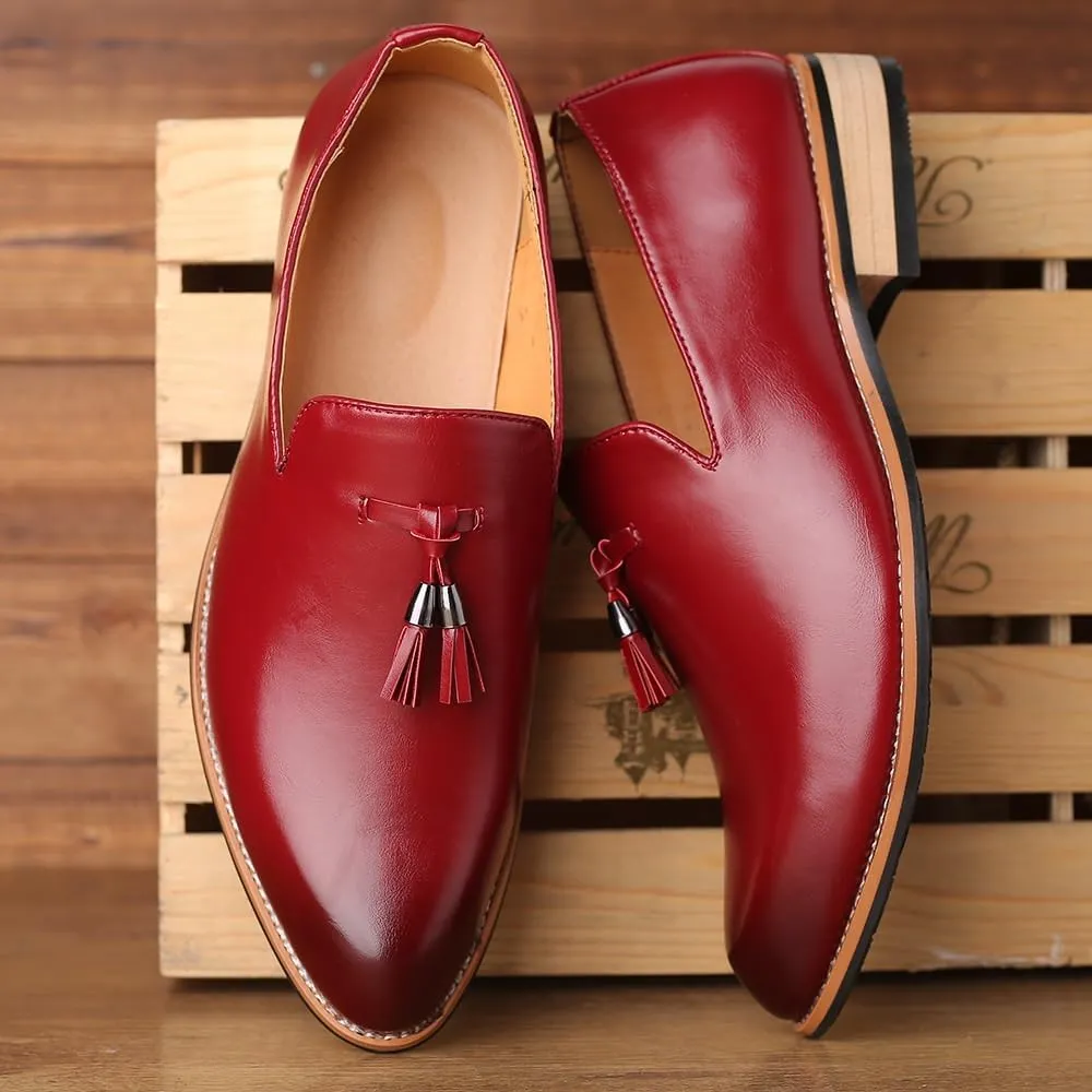 Men's Formal Shoes with Tassel, Fashion Business Casual Loafers, Oxford Slip-On Dress Shoes for Men, Non-Slip Party Walking Shoes