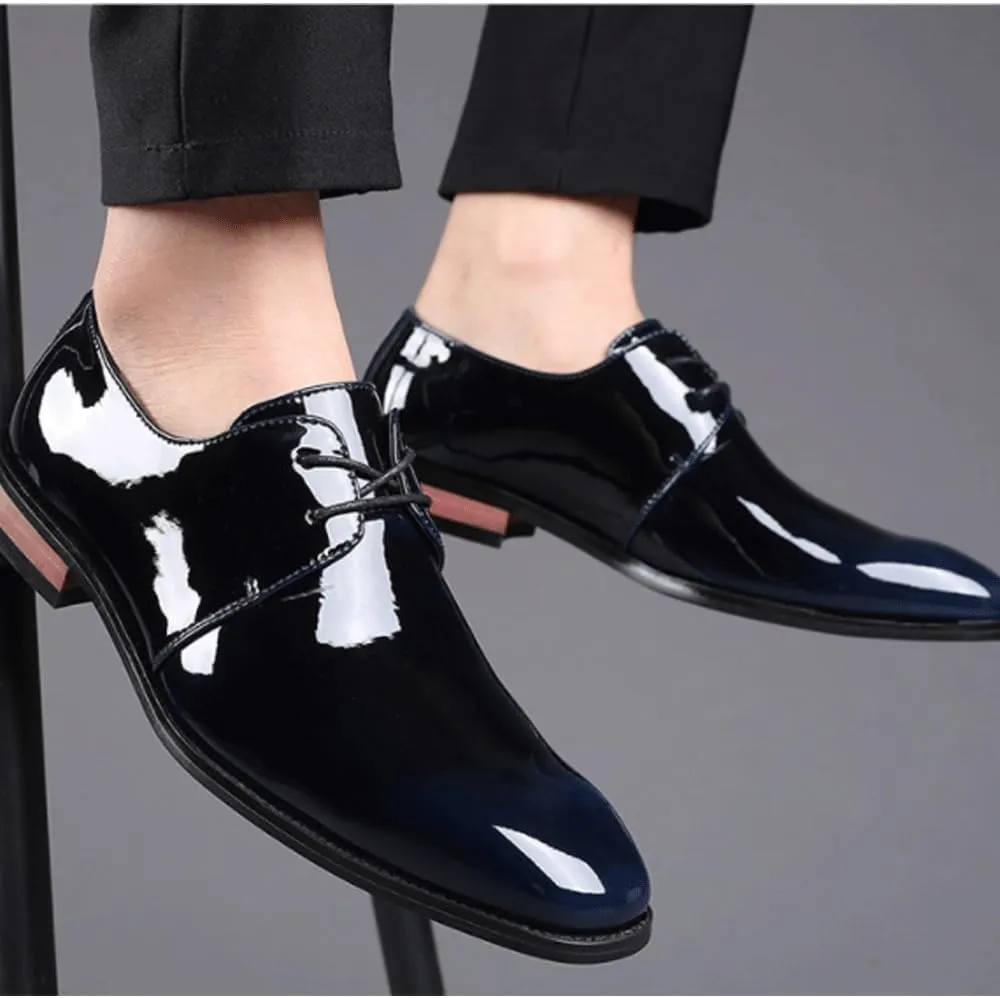 Men's Gradient Color Oxford Shoes, Lace-up PU Leather Fashion Dress Sneakers, Pointed Tip Orthopedic Business Casual New Shoes