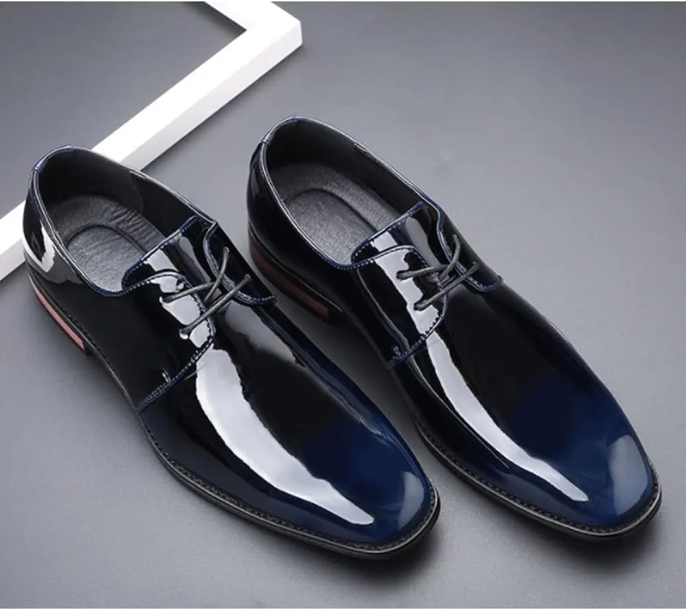 Men's Gradient Color Oxford Shoes, Lace-up PU Leather Fashion Dress Sneakers, Pointed Tip Orthopedic Business Casual New Shoes