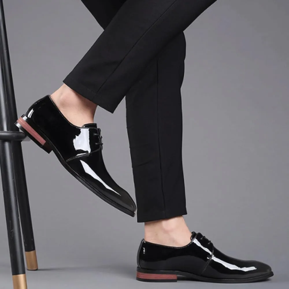 Men's Gradient Color Oxford Shoes, Lace-up PU Leather Fashion Dress Sneakers, Pointed Tip Orthopedic Business Casual New Shoes