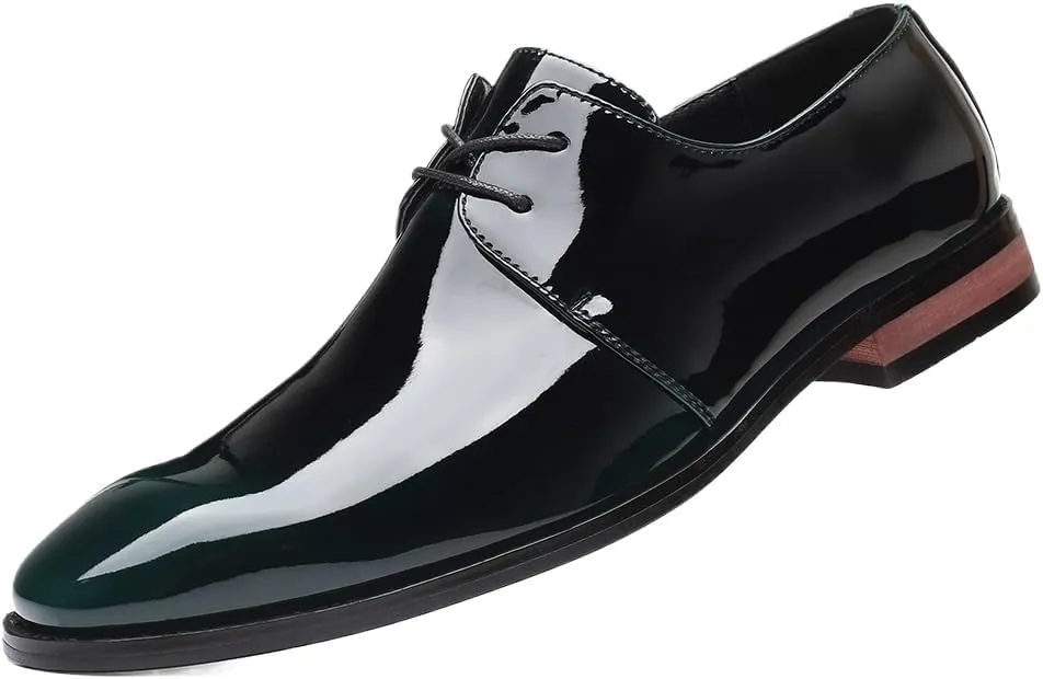 Men's Gradient Color Oxford Shoes, Lace-up PU Leather Fashion Dress Sneakers, Pointed Tip Orthopedic Business Casual New Shoes