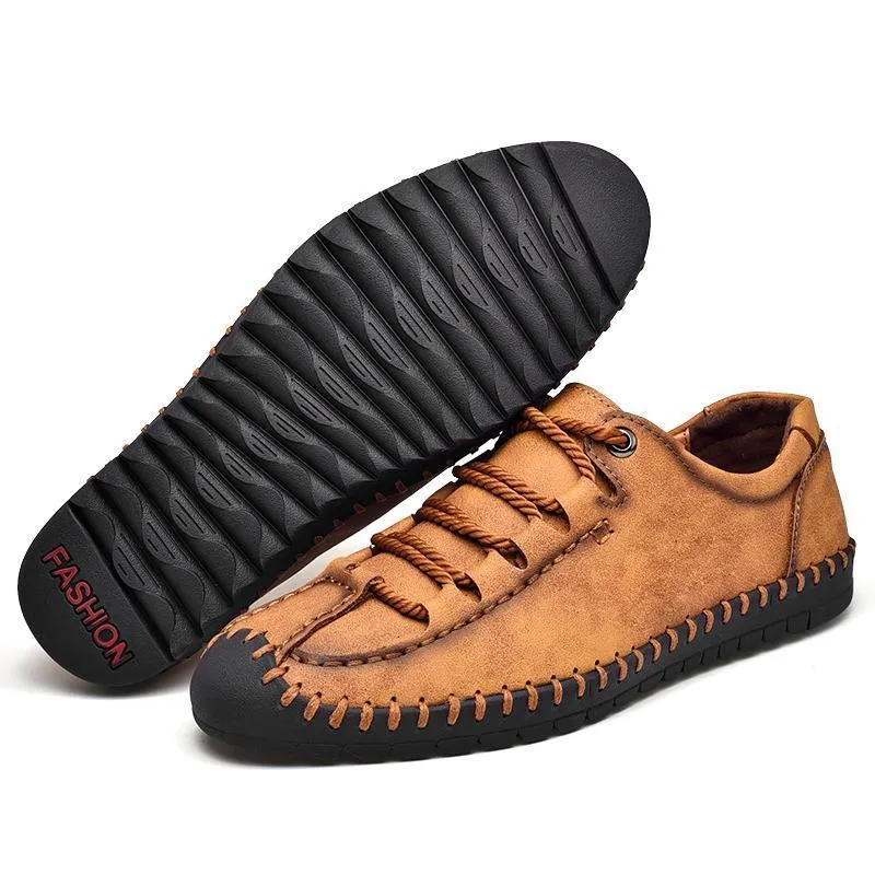 Men's Hand Stitching Anti-collision Soft Casual Leather Shoes