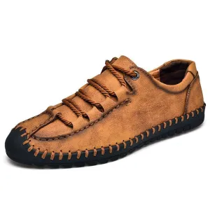 Men's Hand Stitching Anti-collision Soft Casual Leather Shoes