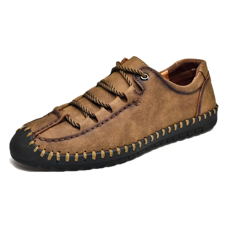 Men's Hand Stitching Anti-collision Soft Casual Leather Shoes