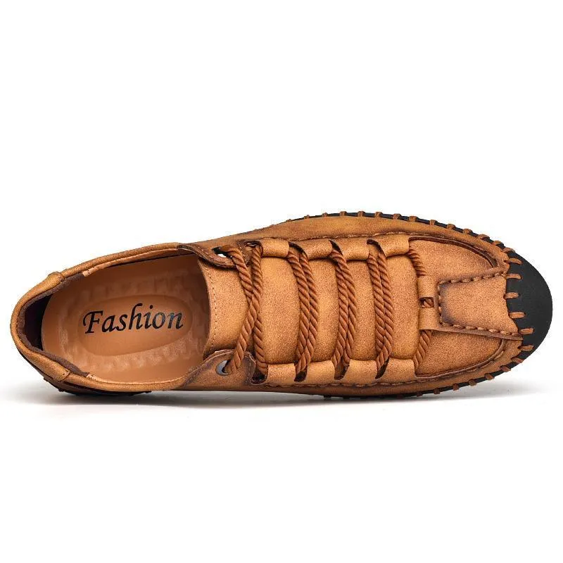 Men's Hand Stitching Anti-collision Soft Casual Leather Shoes
