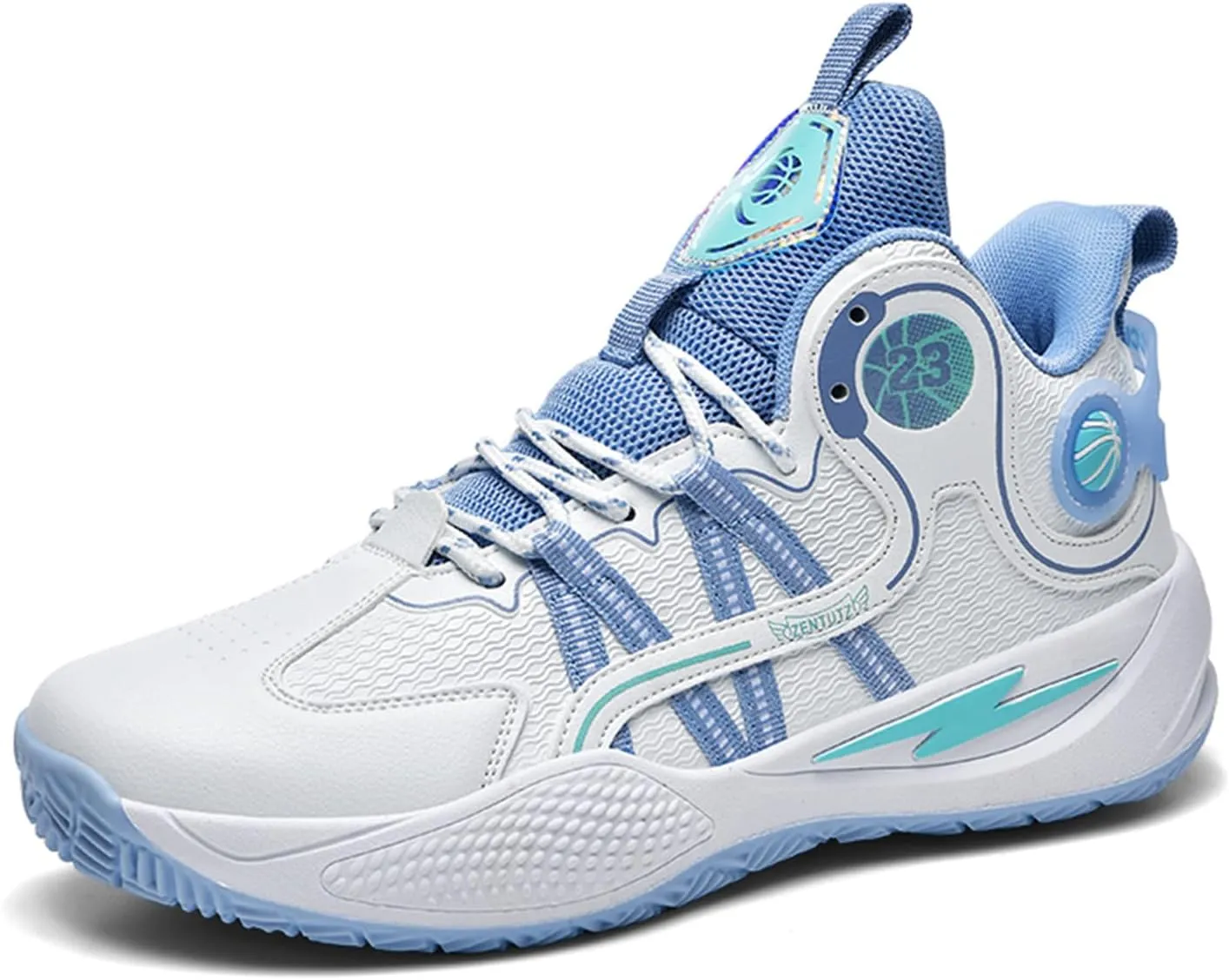 Mens High Top Basketball Shoes Streetball Breathable Non Slip Outdoor Sneakers Cushioning Workout Running Shoes for Fitness Tennis Shoes(Bule,5.5)