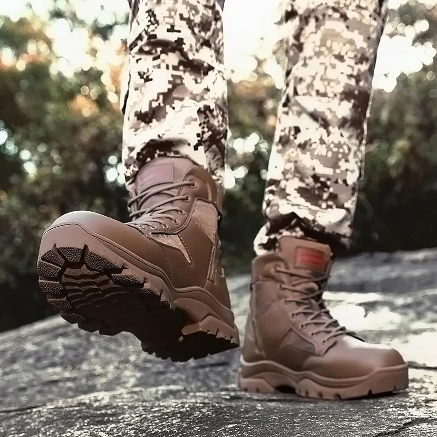 Men's Lace Up Breathable High Top Boots Waterproof Tactical Boots Military Army Outdoor Shoes For Hiking Climbing