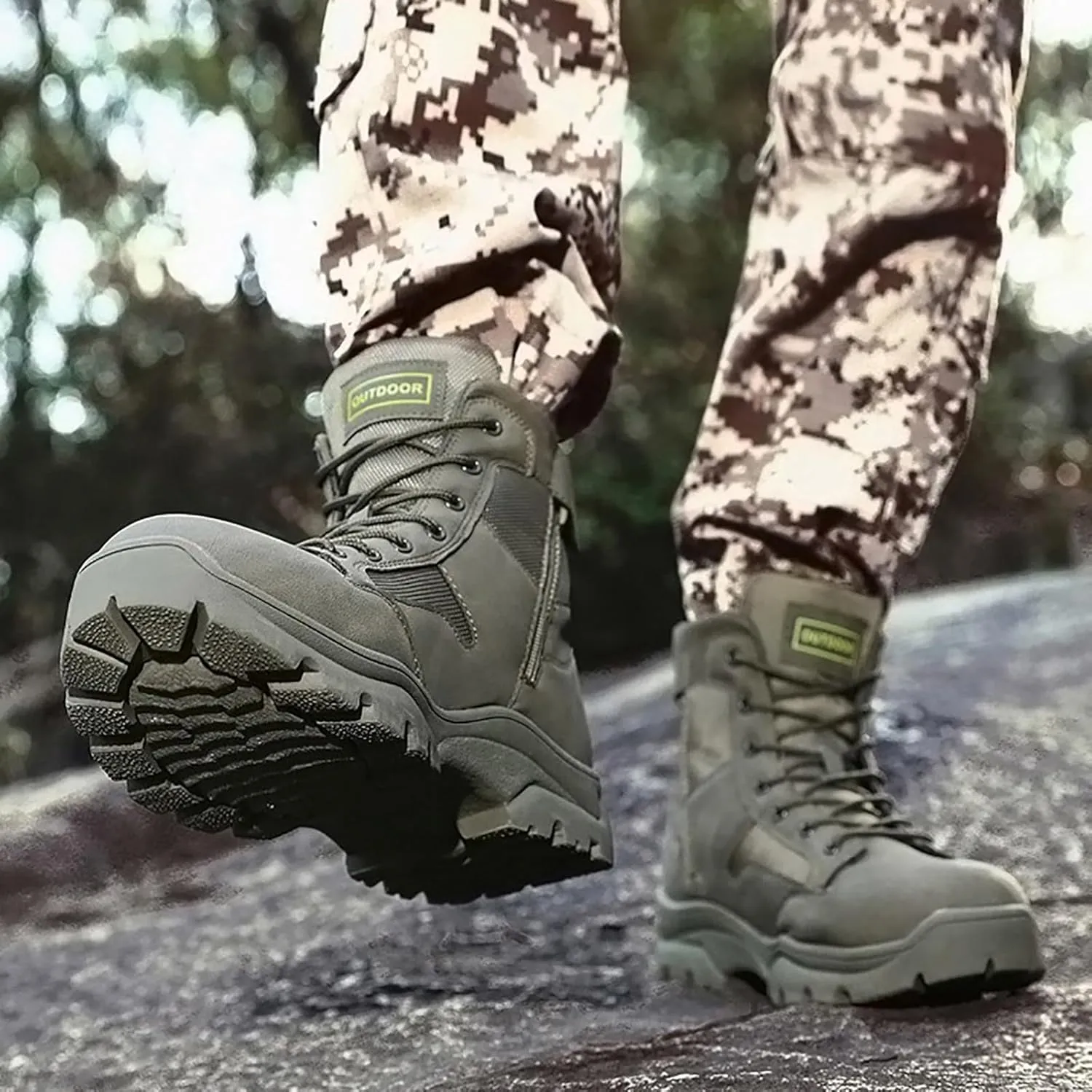 Men's Lace Up Breathable High Top Boots Waterproof Tactical Boots Military Army Outdoor Shoes For Hiking Climbing