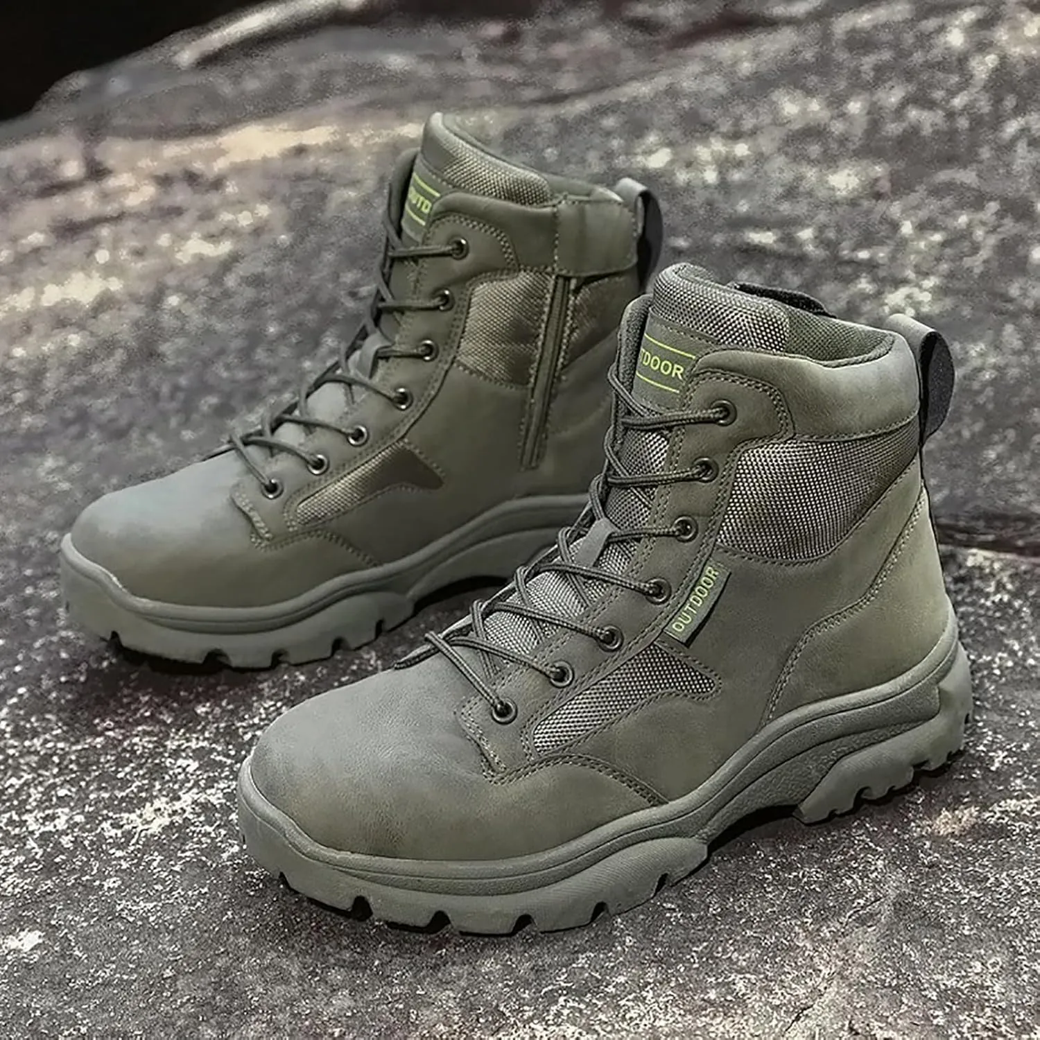 Men's Lace Up Breathable High Top Boots Waterproof Tactical Boots Military Army Outdoor Shoes For Hiking Climbing