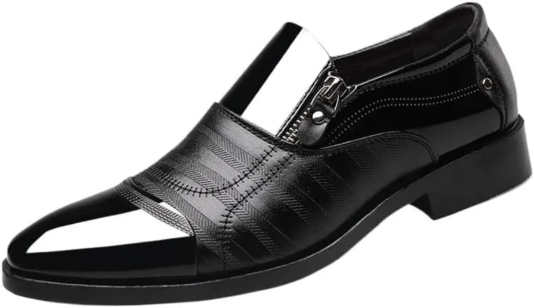 Men's Leather Oxford Shoes, No-Stripe Slip-On Loafers, Orthopedic Comfort, Business Casual Flats, Office Shoes for Men