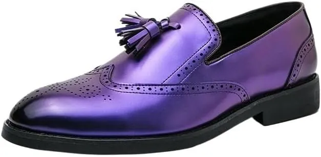 Men's Loafer New Banquet Dress Shoes Men's Trendy Casual Leather Shoes Purple High-end Business Loafer