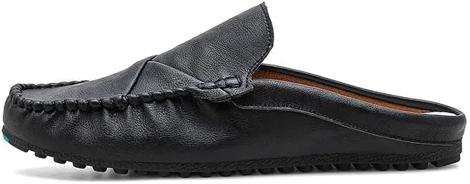 Men's Loafers Shoes Solid Color Round Toe Vegan Leather Half Loafers Shoes Flexible Comfortable Flat Heel Prom Slip On