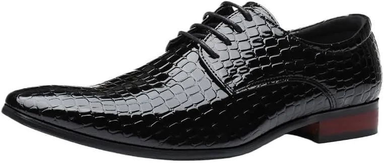 Men's Oxford Shoes Lace-up PU Leather Fashion Dress Sneakers, Pointed Tip Orthopedic Business Casual New Shoes